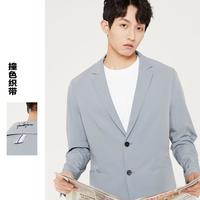 夏季男士西服修身纯色透气轻薄休闲商务长袖通勤西装外套男装