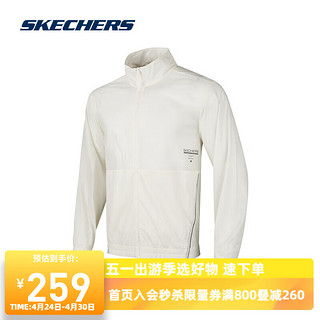 SKECHERS 斯凯奇 舒适休闲运动外套P224M063 棉花糖白/0074 XXL