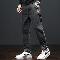 唐狮 TONLION春季牛仔裤男士时尚宽松直筒中国刺绣韩版潮流弹力百搭长裤