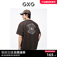 GXG 男装 双色环形印花复古纯棉休闲圆领短袖T恤男上衣 24年夏新品