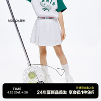 little MO&Co.little moco童装24夏装女童网球运动风含裤百褶牛仔半裙 牛仔白色 110/50