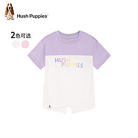 暇步士（Hush Puppies）童装儿童女童夏季轻薄透气圆领衫短袖宽松舒适休闲百搭短袖 藕荷色 140cm