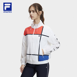 FILA 斐乐 官方女士梭织外套2024夏季新款网球运动撞色宽松立领上衣