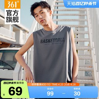 361° 361运动背心男2024夏季新款宽松休闲运动上衣男士无袖透气短袖