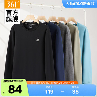 361° 361运动卫衣男2024春季圆领套头衫休闲男装加绒男士跑步服上衣