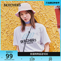 SKECHERS 斯凯奇 经典logo多色t恤宽松圆领短袖上衣