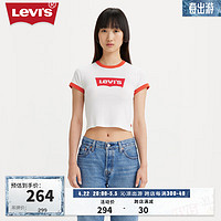 Levi's李维斯24春季女士LOGO印花T恤气质辣妹 白色 A3523-0061 L