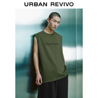UR2024夏季男装时尚国潮休闲印花圆领无袖背心UMV440046 橄榄绿 M