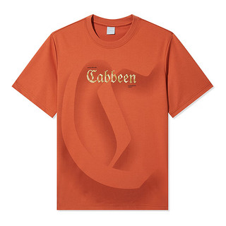 卡宾（CABBEEN）【凉感】烫印LOGO短袖T恤男2024夏季潮流冰丝装上衣 橘红色34 46