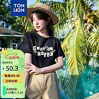 唐狮 TONLION女圆领前胸图案短袖T恤TB 黑色 S