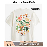 ABERCROMBIE & FITCH男装女装装 24夏季时尚美式风复古图案T恤 KI123-4049 米白色 M (180/100A)
