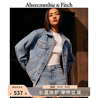 ABERCROMBIE & FITCH女装 24春潮流时尚休闲百搭牛仔夹克 357001-1 浅色水洗 S (165/92A)