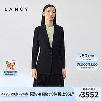 朗姿/LANCY2024春季黑色西装高级感通勤修身收腰系带外套女 黑色 3XL
