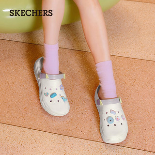 斯凯奇（Skechers）程潇同款泡泡鞋洞洞鞋拖鞋女夏季透气增高小怪兽包头凉鞋女111581 白色/多彩色/WMLT 36