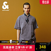 杰克·琼斯（JACK&JONES）达芬奇联名圆领字母刺绣袖部字母贴布宽松T恤短袖男款224201205 E02熔岩烟灰 170/92A/S