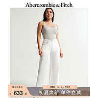 ABERCROMBIE & FITCH女装 24春夏Curve Love复古美式高腰阔腿牛仔裤 358427-1 白色 28R (165/72A)