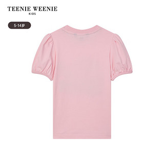 Teenie Weenie Kids小熊童装24夏季女童纯棉可爱舒适花苞袖T恤 象牙白 140cm