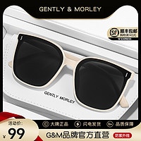 GENTLY MORLEY GM墨镜女高级感显脸小防紫外线太阳眼镜男2024新款白框防晒方圆脸