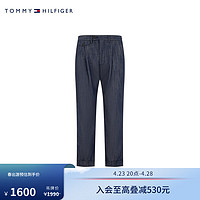 TOMMY HILFIGER 24春夏男装褶裥腰边卷边脚口九分牛仔裤TQ001693 牛仔蓝400 46