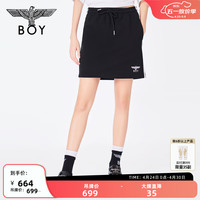 BOY LONDON春夏24半身裙运动风侧织带百搭休闲鹰标短裙W18800 黑色 M