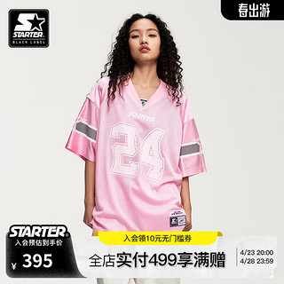STARTER|短袖T恤男女同款2024年夏季宽松休闲拼接运动球衣 浅粉色 S 165/84A