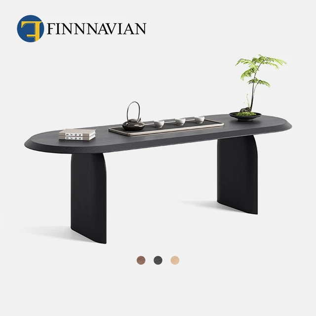 芬·纳维亚 FINNNAVIAN【2024春季】复古极简长方形餐桌纯实木餐桌 Ellipse黑胡桃 典雅黑 180m