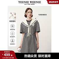 TEENIE WEENIE TeenieWeenie小熊夏季海军学院风条纹收腰短袖连衣裙设计感女士裙