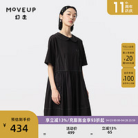 幻走（MOVEUP）2024夏季.FUN系列娃娃领趣味撞色口袋设计师连衣裙 黑色  S