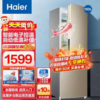 Haier 海尔 双开门风冷无霜 家用小型电冰箱节能迷你租房 190升双门风冷无霜冰箱WDPT二级
