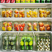 米立方 冰箱收纳盒家用食品级水果蔬菜带手柄加厚密封罐厨房透明保鲜神器
