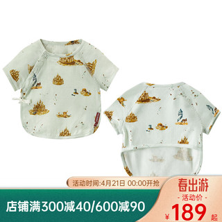 Milkbarn2024新生儿衣服宝宝半背衣夏季薄款竹棉上衣婴儿和尚服 沙滩嬉戏 59cm(0-3m)