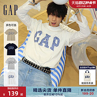 Gap 盖璞 男女装2024夏季新款牛仔拼接logo短袖T恤简约百搭上衣466766