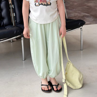 图图小象儿童裤子2024夏季宽松女童防蚊裤凉感舒适休闲束脚长裤薄款 绿色 150码 身高约150cm
