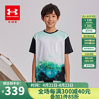 安德玛（Under Armour）儿童短袖t恤夏季2024男大童圆领运动短袖 黑色 140cm