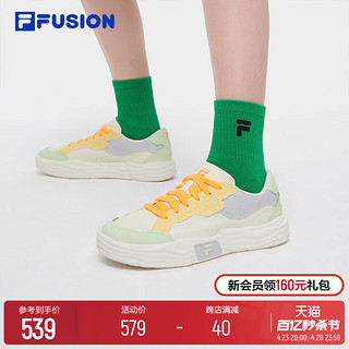 FILA 斐乐 FUSION斐乐潮牌女鞋POP II滑板生活鞋2024夏新款休闲帆布鞋