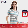 FILA 斐乐 官方女子编织衫2024夏季新款彩色波浪休闲基础短袖上衣