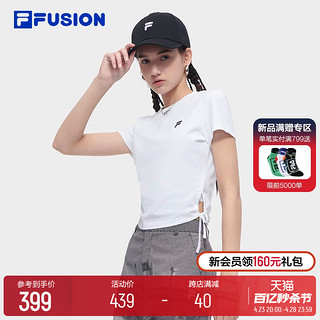 FILA 斐乐 FUSION斐乐潮牌运动T恤女2024夏新紧身上衣