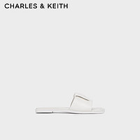 CHARLES&KEITH24春季简约方头一字平底拖鞋女SL1-71790025 White白色 38