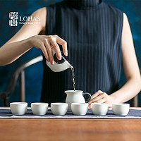 陆宝 新骨瓷功夫茶具套装中式一壶六杯金点设计奖陶瓷茶器花映物语