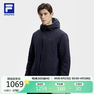 FILA 斐乐 官方男士棉服2024春基础简约健身运动休闲连帽外套