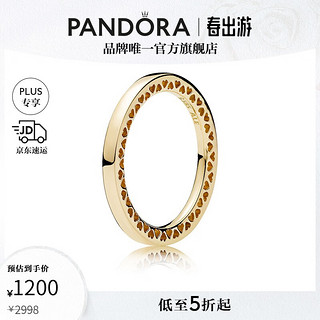 PANDORA 潘多拉 经典Pandora之心素圈戒指金色生日礼物情侣对戒生日礼物送女友 Pandora之心 50mm—10号圈口