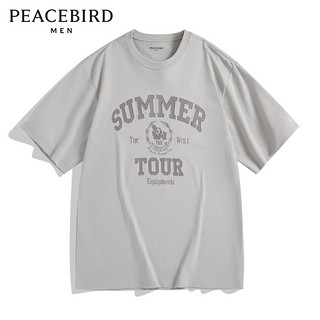 PEACEBIRD 太平鸟 男装 夏季字母刺绣宽松短袖T恤男B3DAD2101