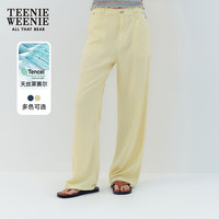 Teenie Weenie【天丝莱赛尔】小熊2024年夏季垂感宽松阔腿长裤 黄色 160/S