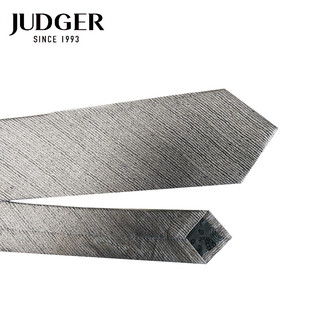 庄吉（Judger）桑蚕丝领带口袋巾套装男士商务休闲7.5M条纹真丝 烟灰色 大头宽7.5厘米