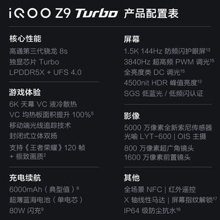 iQOO Z9 Turbo 5G手机 12GB+256GB 星芒白 第三代骁龙8s