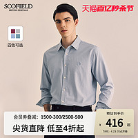 SCOFIELD 男装春季新款商务长袖简约格子衬衫男士舒适时尚衬衣