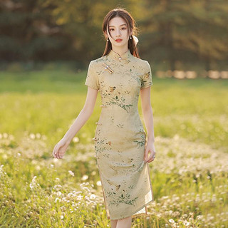 旗袍新式改良女夏季素雅复古民国中国风山水画连衣裙