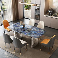 轻奢微晶石餐桌椅组合意式家用小户型餐厅现代简约长方形吃饭桌子