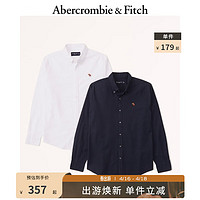 ABERCROMBIE & FITCH男装套装 2件装美式商务休闲通勤小麋鹿刺绣牛津衬衫322006-1 海军蓝和白色 L (180/108A)