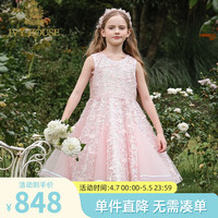 IVY HOUSE常春藤童装女童2024年夏季 甜粉蓬纱无袖斗鱼裙礼服裙连衣裙 粉红色 110cm